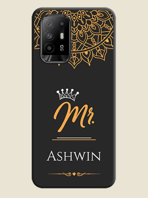 Custom Mr Name with Floral Design  on Personalised Space Black Soft Matte Cases - Oppo F19 Pro Plus 5G
