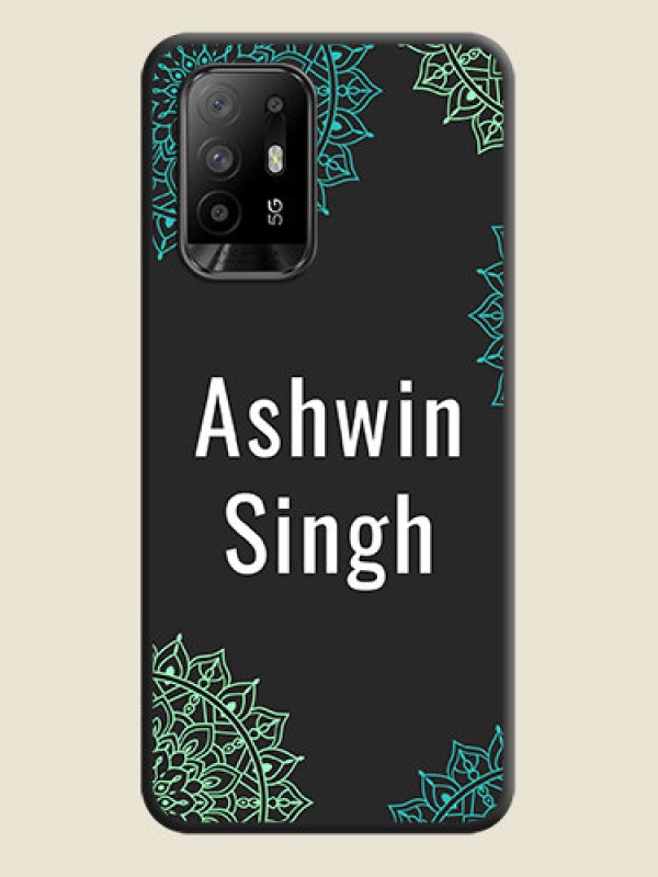 Custom Your Name with Floral Design on Space Black Custom Soft Matte Back Cover - Oppo F19 Pro Plus 5G