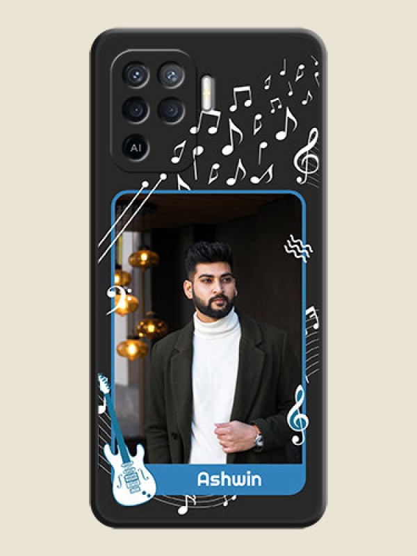 Custom Musical Theme Design with Text on Photo on Space Black Soft Matte Mobile Case - Oppo F19 Pro