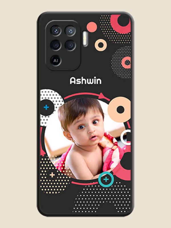 Custom Multicoloured Round Image on Personalised Space Black Soft Matte Cases - Oppo F19 Pro