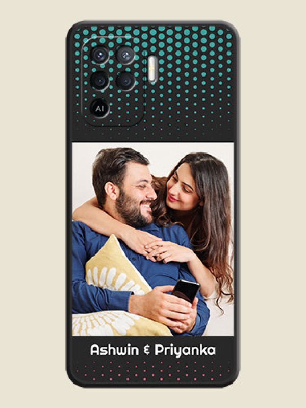 Custom Faded Dots with Grunge Photo Frame and Text on Space Black Custom Soft Matte Phone Cases - Oppo F19 Pro