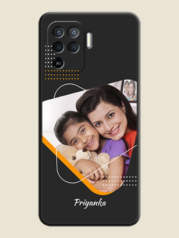 Custom Yellow Triangle on Photo on Space Black Soft Matte Phone Cover - Oppo F19 Pro