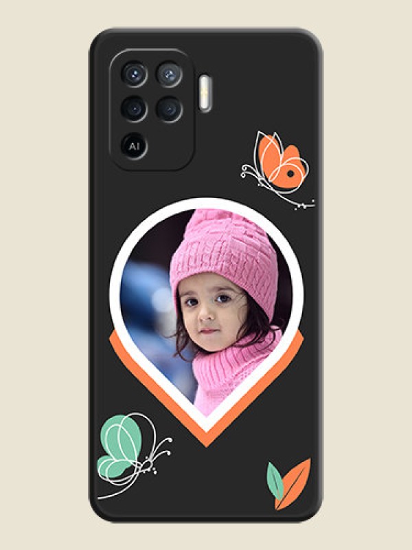 Custom Upload Pic With Simple Butterly Design On Space Black Personalized Soft Matte Phone Covers -Oppo F19 Pro