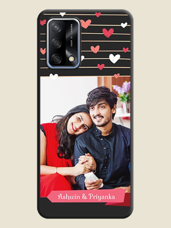 Custom Love Pattern with Name on Pink Ribbon  on Photo on Space Black Soft Matte Back Cover - Oppo F19