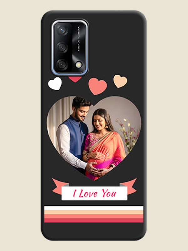Custom Love Shaped Photo with Colorful Stripes on Personalised Space Black Soft Matte Cases - Oppo F19