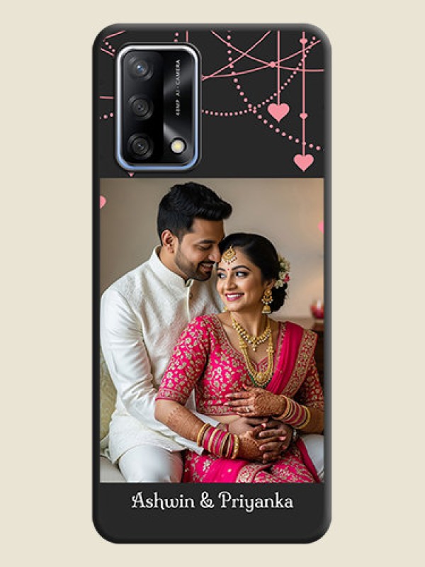Custom Pink Love Hangings with Text on Space Black Custom Soft Matte Back Cover - Oppo F19