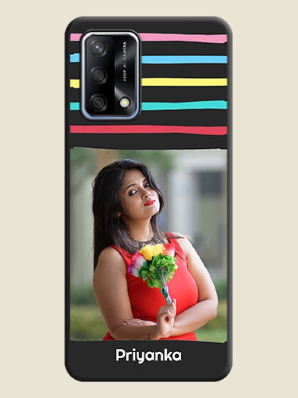 Custom Multicolor Lines with Image on Space Black Personalized Soft Matte Phone Covers - Oppo F19