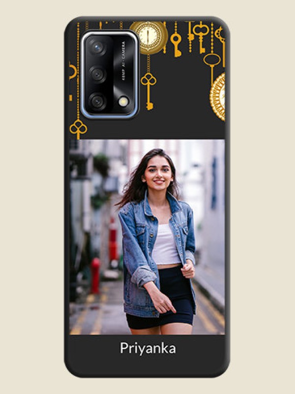 Custom Decorative Design with Text on Space Black Custom Soft Matte Back Cover - Oppo F19