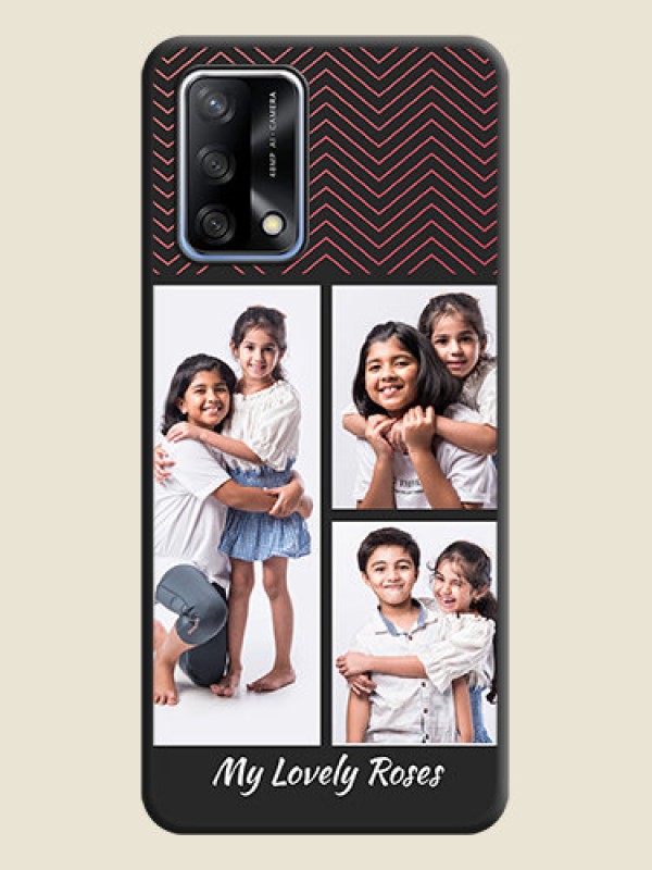 Custom Wave Pattern with 3 Image Holder on Space Black Custom Soft Matte Back Cover - Oppo F19