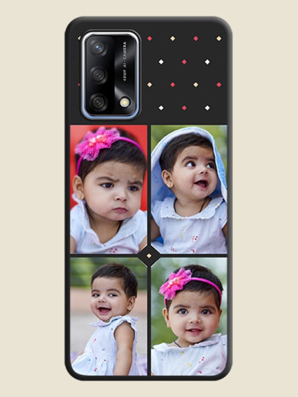 Custom Multicolor Dotted Pattern with 4 Image Holder on Space Black Custom Soft Matte Phone Cases - Oppo F19