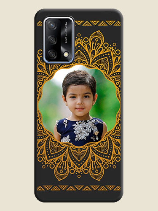 Custom Round Image with Floral Design on Photo on Space Black Soft Matte Mobile Cover - Oppo F19
