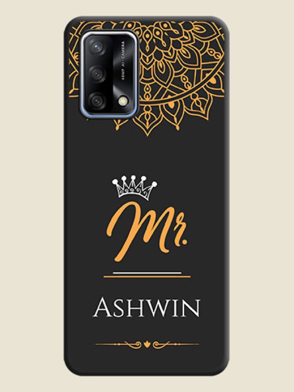 Custom Mr Name with Floral Design  on Personalised Space Black Soft Matte Cases - Oppo F19