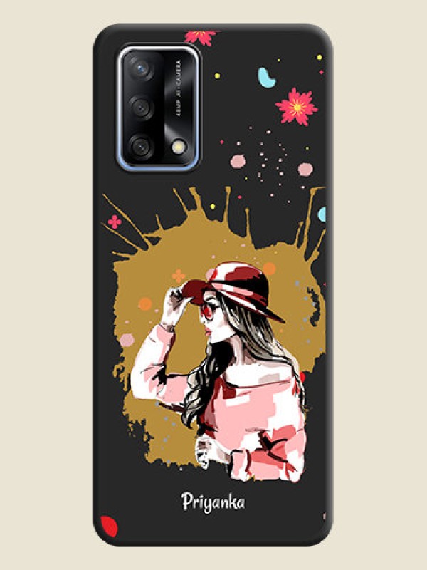 Custom Mordern Lady With Color Splash Background With Custom Text On Space Black Personalized Soft Matte Phone Covers -Oppo F19