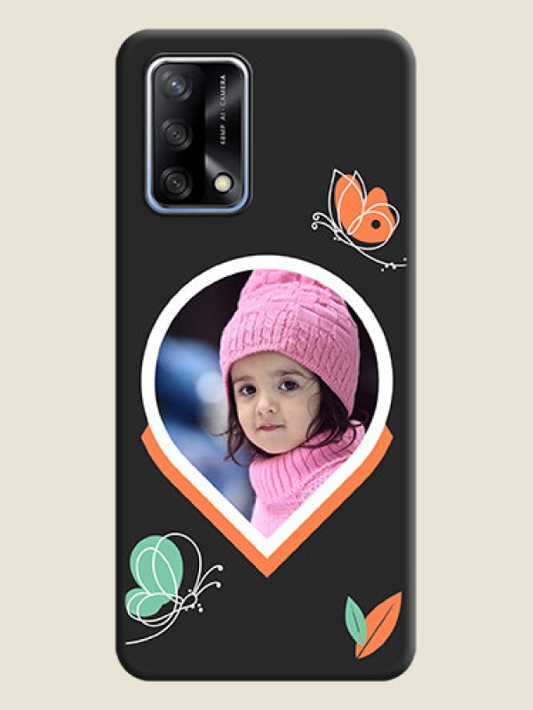 Custom Upload Pic With Simple Butterly Design On Space Black Personalized Soft Matte Phone Covers -Oppo F19