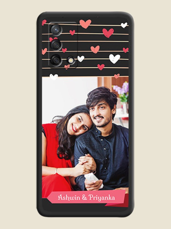 Custom Love Pattern with Name on Pink Ribbon  on Photo on Space Black Soft Matte Back Cover - Oppo F19s