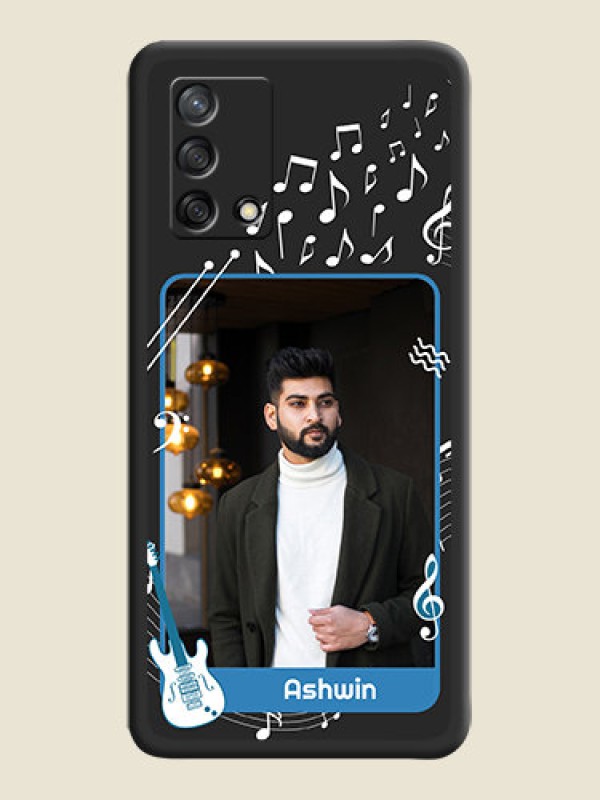 Custom Musical Theme Design with Text on Photo on Space Black Soft Matte Mobile Case - Oppo F19s