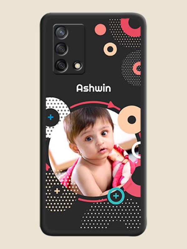 Custom Multicoloured Round Image on Personalised Space Black Soft Matte Cases - Oppo F19s