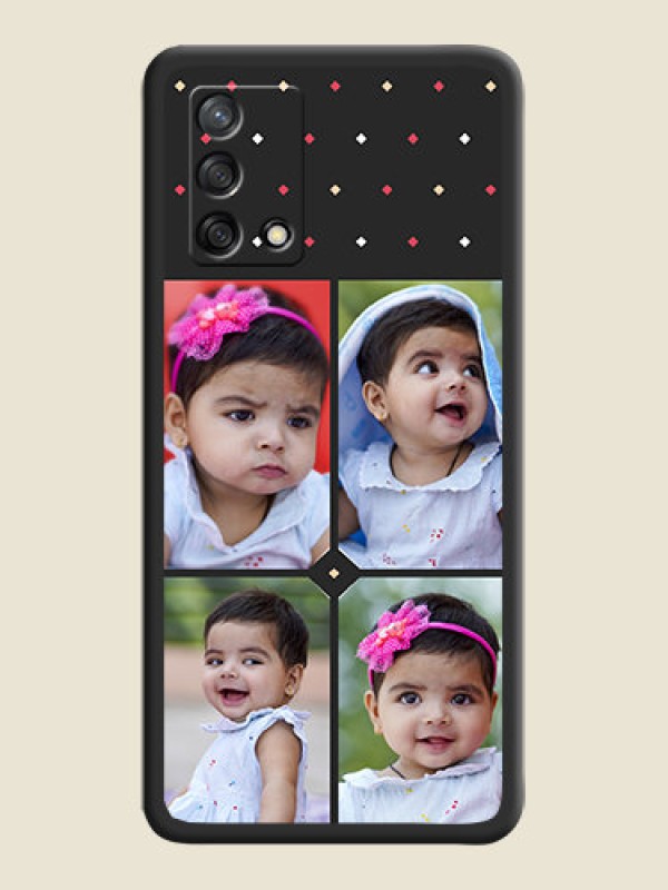 Custom Multicolor Dotted Pattern with 4 Image Holder on Space Black Custom Soft Matte Phone Cases - Oppo F19s