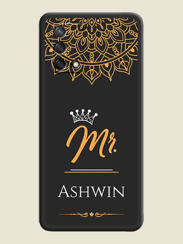 Custom Mr Name with Floral Design  on Personalised Space Black Soft Matte Cases - Oppo F19s