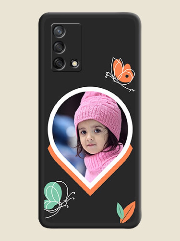 Custom Upload Pic With Simple Butterly Design On Space Black Personalized Soft Matte Phone Covers -Oppo F19S