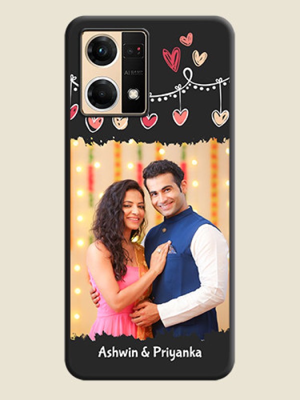 Custom Pink Love Hangings with Name on Space Black Custom Soft Matte Phone Cases - Oppo F21 Pro 4G