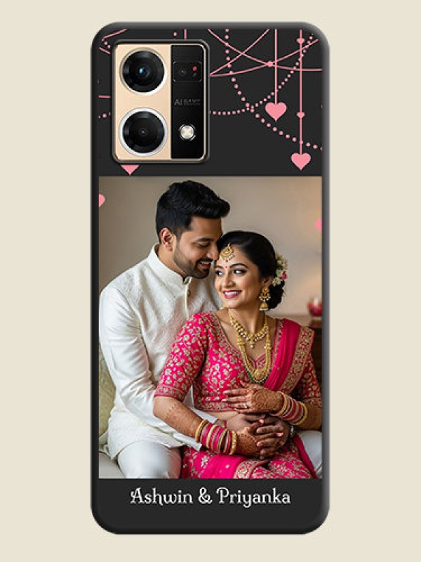 Custom Pink Love Hangings with Text on Space Black Custom Soft Matte Back Cover - Oppo F21 Pro 4G
