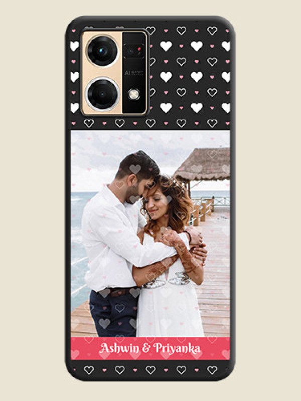 Custom White Color Love Symbols with Text Design on Photo on Space Black Soft Matte Phone Cover - Oppo F21 Pro 4G
