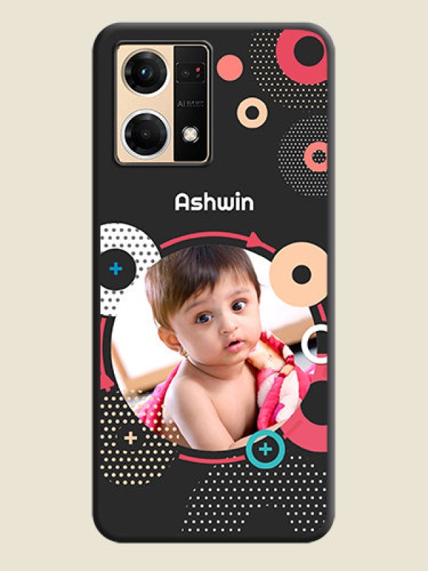 Custom Multicoloured Round Image on Personalised Space Black Soft Matte Cases - Oppo F21 Pro 4G