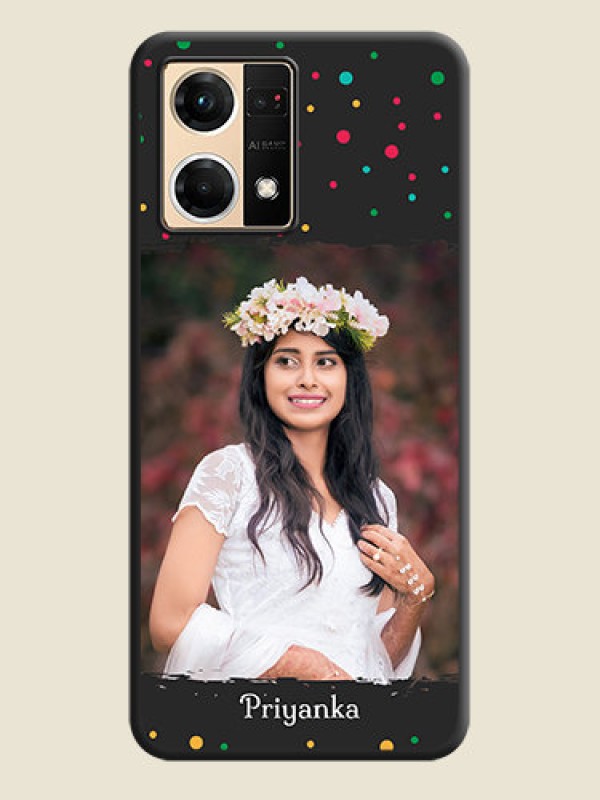Custom Multicolor Dotted Pattern with Text on Space Black Custom Soft Matte Phone Back Cover - Oppo F21 Pro 4G