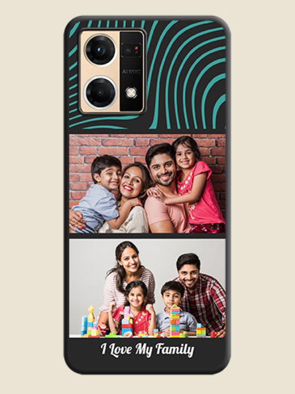 Custom Wave Pattern with 2 Image Holder on Space Black Personalized Soft Matte Phone Covers - Oppo F21 Pro 4G