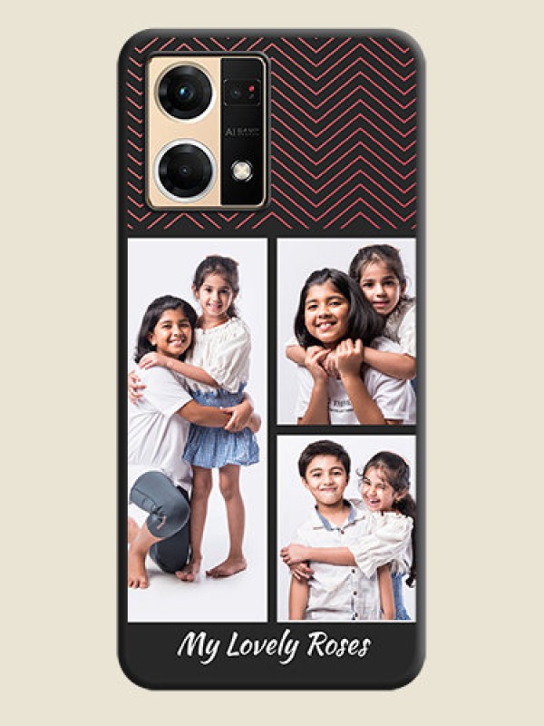 Custom Wave Pattern with 3 Image Holder on Space Black Custom Soft Matte Back Cover - Oppo F21 Pro 4G