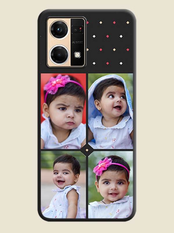 Custom Multicolor Dotted Pattern with 4 Image Holder on Space Black Custom Soft Matte Phone Cases - Oppo F21 Pro 4G