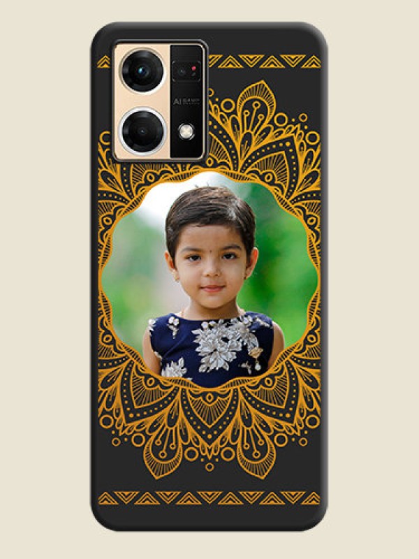 Custom Round Image with Floral Design on Photo on Space Black Soft Matte Mobile Cover - Oppo F21 Pro 4G