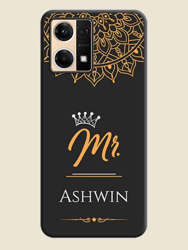Custom Mr Name with Floral Design  on Personalised Space Black Soft Matte Cases - Oppo F21 Pro 4G