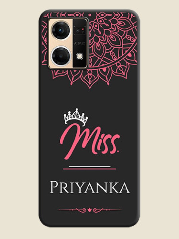 Custom Mrs Name with Floral Design on Space Black Personalized Soft Matte Phone Covers - Oppo F21 Pro 4G