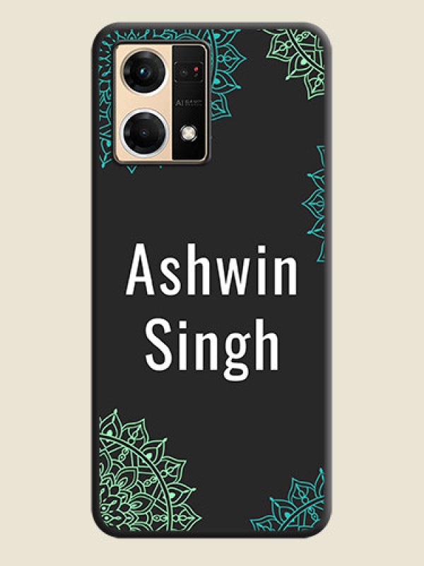 Custom Your Name with Floral Design on Space Black Custom Soft Matte Back Cover - Oppo F21 Pro 4G