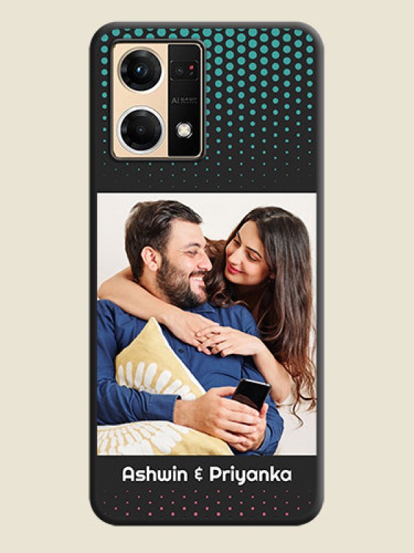 Custom Faded Dots with Grunge Photo Frame and Text on Space Black Custom Soft Matte Phone Cases - Oppo F21 Pro 4G