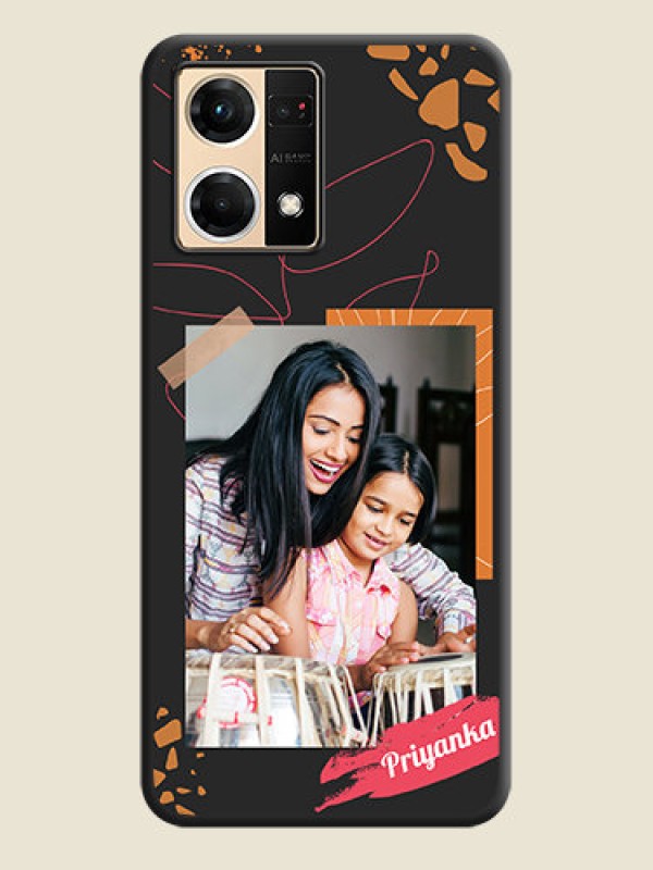 Custom Orange Photo Frame on Space Black Custom Soft Matte Phone Back Cover - Oppo F21 Pro 4G