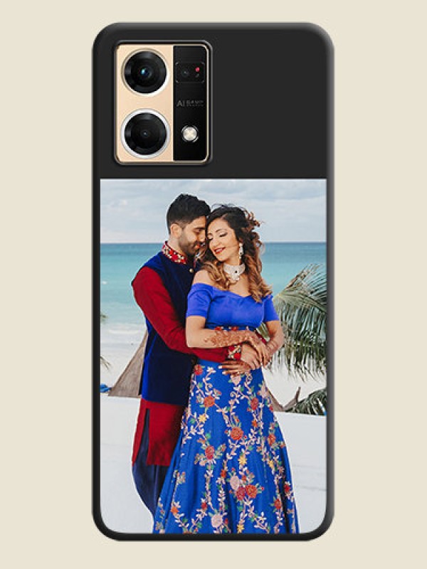 Custom Image Upload With Space Black Color On Custom Soft Matte Mobile Back Cover - Oppo F21 Pro 4G