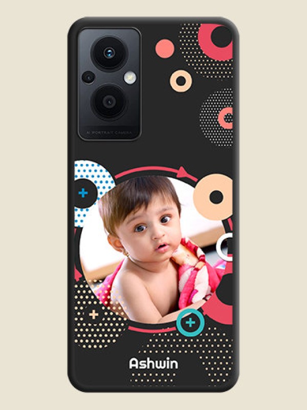 Custom Multicoloured Round Image on Personalised Space Black Soft Matte Cases - Oppo F21 Pro 5G