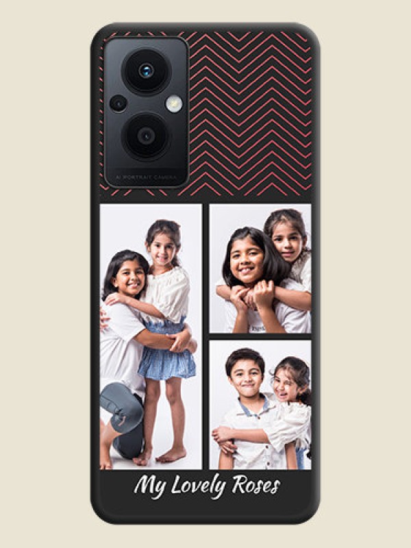 Custom Wave Pattern with 3 Image Holder on Space Black Custom Soft Matte Back Cover - Oppo F21 Pro 5G