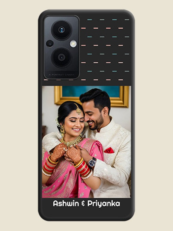 Custom Line Pattern Design with Text on Space Black Custom Soft Matte Phone Back Cover - Oppo F21 Pro 5G