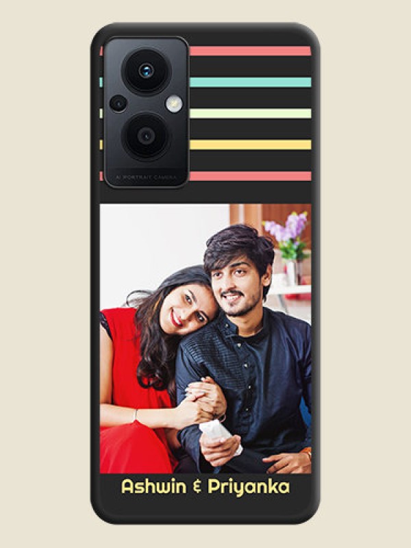 Custom Color Stripes with Photo and Text on Photo on Space Black Soft Matte Mobile Case - Oppo F21 Pro 5G