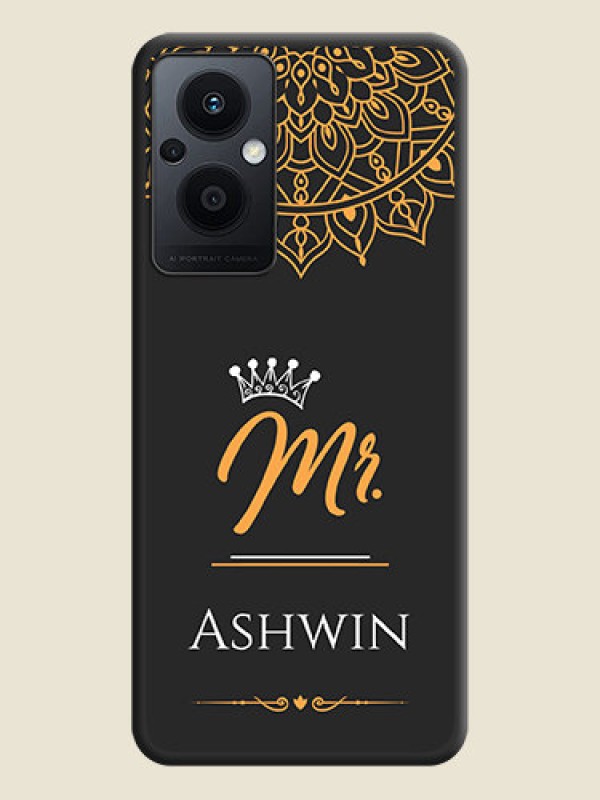 Custom Mr Name with Floral Design  on Personalised Space Black Soft Matte Cases - Oppo F21 Pro 5G