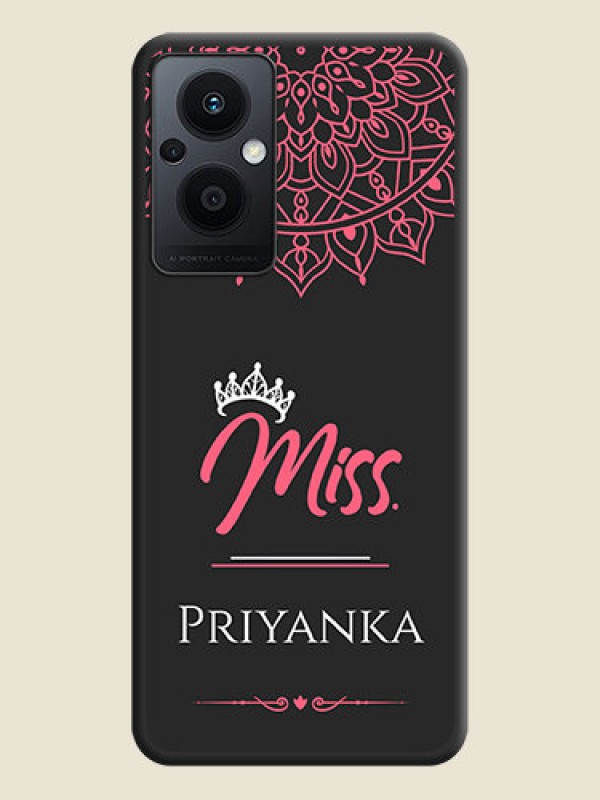 Custom Mrs Name with Floral Design on Space Black Personalized Soft Matte Phone Covers - Oppo F21 Pro 5G