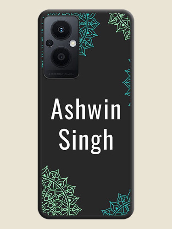 Custom Your Name with Floral Design on Space Black Custom Soft Matte Back Cover - Oppo F21 Pro 5G