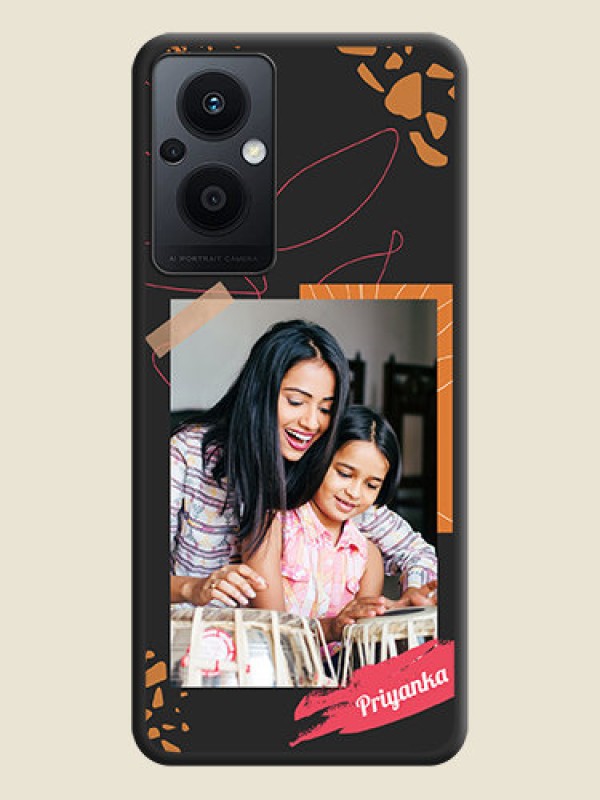 Custom Orange Photo Frame on Space Black Custom Soft Matte Phone Back Cover - Oppo F21 Pro 5G