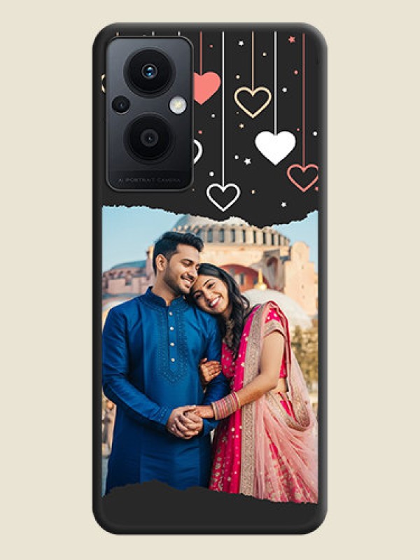 Custom Love Hangings with Splash Wave Picture on Space Black Custom Soft Matte Phone Back Cover - Oppo F21s Pro 5G