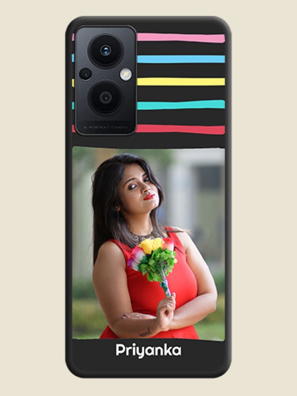 Custom Multicolor Lines with Image on Space Black Personalized Soft Matte Phone Covers - Oppo F21s Pro 5G