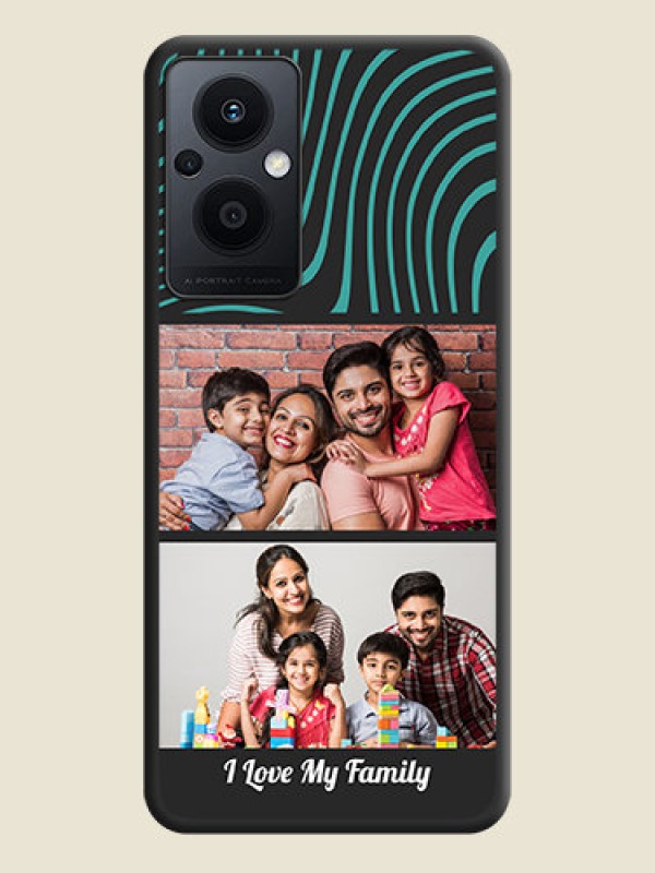 Custom Wave Pattern with 2 Image Holder on Space Black Personalized Soft Matte Phone Covers - Oppo F21s Pro 5G